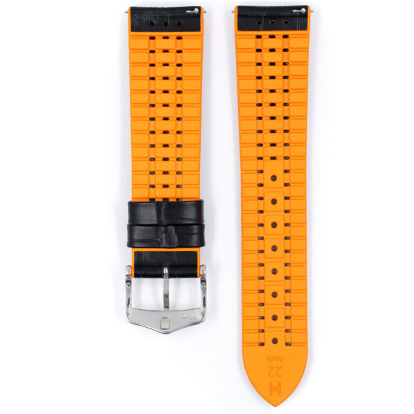 Hirsch watch leather strap Andy L orange 20mm alligator embossing 0927628050-2-20 - Image 2