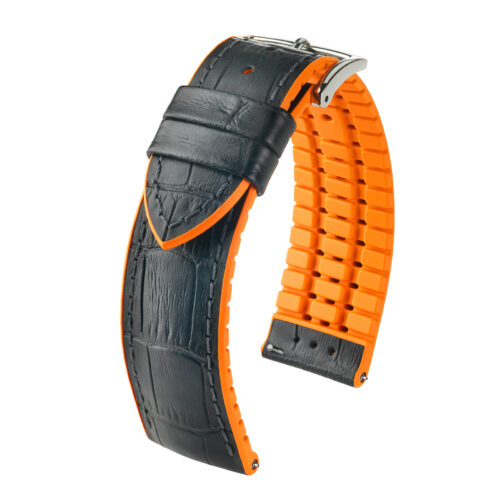 Hirsch watch leather strap Andy L orange 20mm alligator embossing 0927628050-2-20