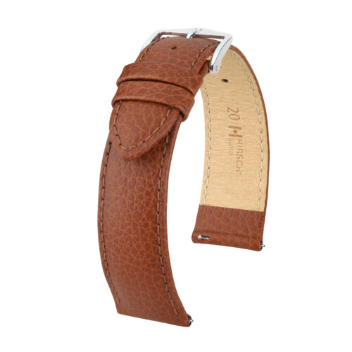 Hirsch Kansas Golden brown Buffalo calf leather watch strap 18 mm 01502070-2-18