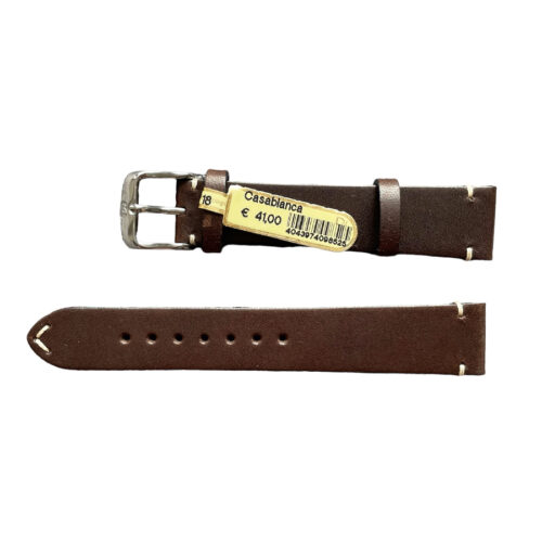Casablanca genuine dark brown leather watch strap with stitch 18 mm