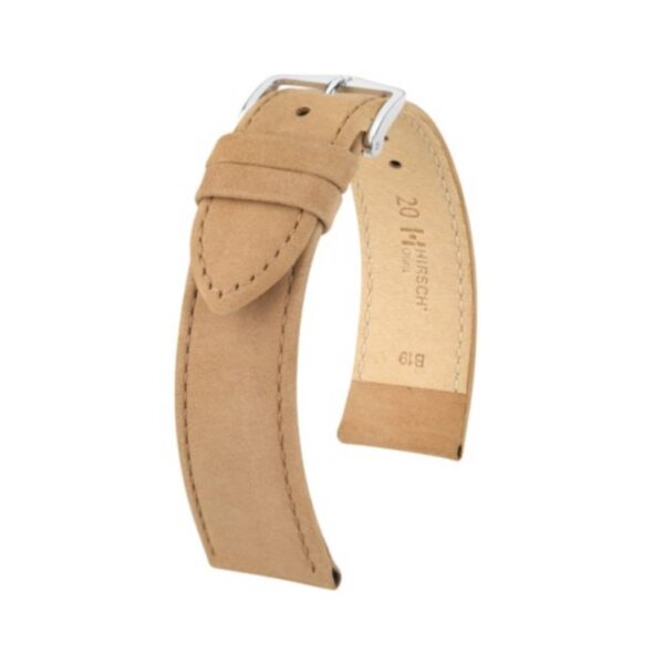 Hirsch Osiris Nubuk Beige Calf Leather Watch Strap 20mm 03433190-2-20