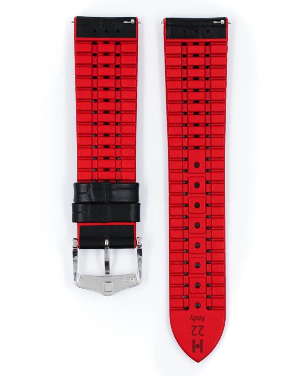 Hirsch watch leather strap Andy L red 18mm alligator embossing 0922028050-2-18 - Image 3