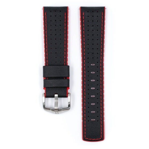 Hirsch Robby L black and red calf leather watch strap 22 mm 0912094050-4-22 - Image 2