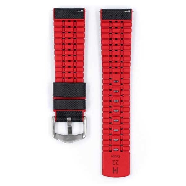 Hirsch Robby L black and red calf leather watch strap 22 mm 0912094050-4-22 - Image 3