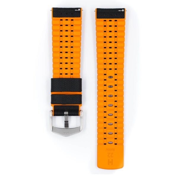 Hirsch Robby L black and orange calf leather watch strap 24 mm 0917694050-4-24 - Image 2