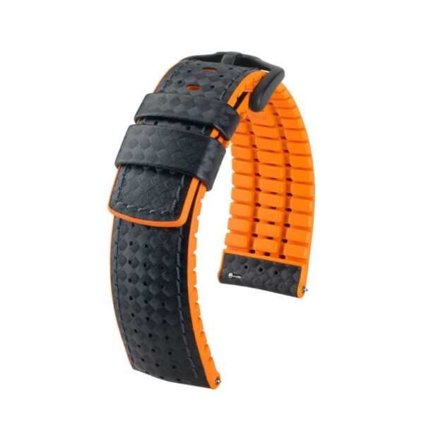 Hirsch Ayrton L Black and Orange Calf Leather Watch Strap 22mm 0917692050-5-22