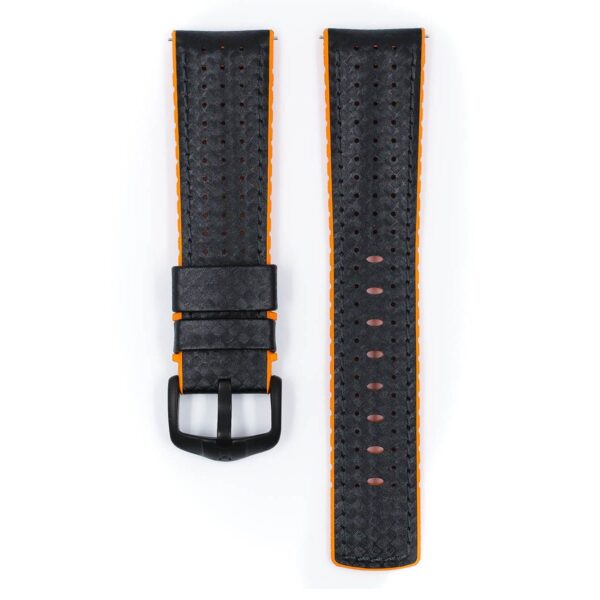 Hirsch Ayrton L Black and Orange Calf Leather Watch Strap 22mm 0917692050-5-22 - Image 3