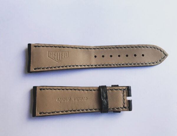 New Heuer Carrera Alligator Dark Grey Leather Strap 22mm - Image 2