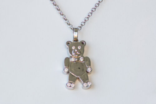 Charme Teddy Bear Pendant 14k White Gold with necklace jewelry for ladies