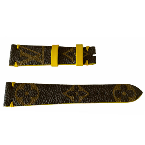 Louis Vuitton monogram leather strap for watches brown & yellow 20mm