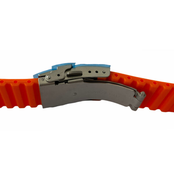 Generic silicone orange chrono watch strap with clasp 20mm - Image 2