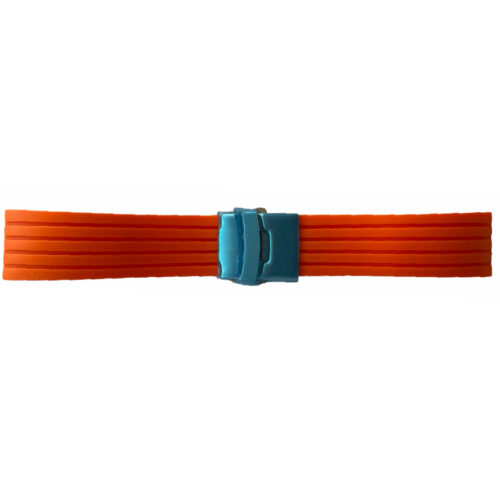 Generic silicone orange chrono watch strap with clasp 20mm