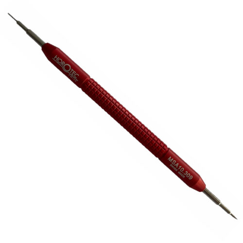 Horotec MSA 10.309 spring bar tool for bracelet replacement with aluminium anodised red handle