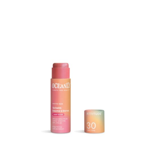 ATTITUDE Oceanly PHYTO-SUN Lip Balm SPF 30 – Baby Rose with Zinc Oxide