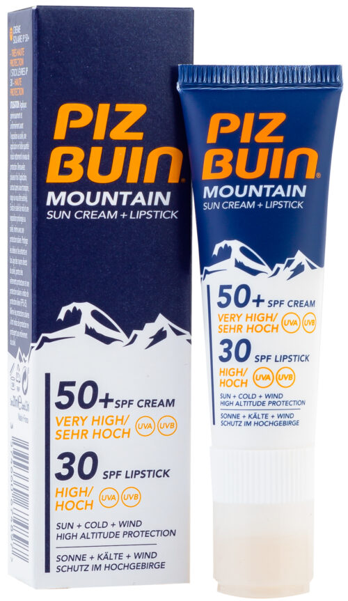 Mountain Suncream SPF 50+ and Lipstick SPF 30, 20 ml, Piz Buin
