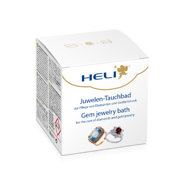 Heli Gem Jewelry Bath with Rinsing Basket and Cleaning Cloth, Jeweler’s Packaging, 150 ml