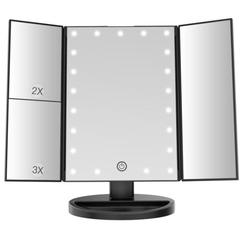 Cosmetic Makeup Mirror, LED Lights, Black - Bestope