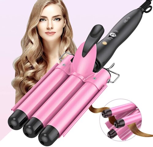 BESTOPE Hair Curling Iron with 3 Barrels - Pink