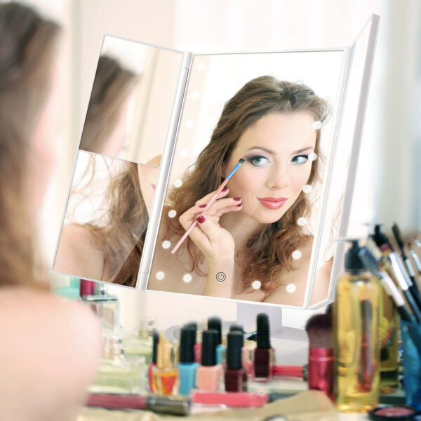 Bestope Cosmetic Makeup Mirror with LED Lights - White - Image 2