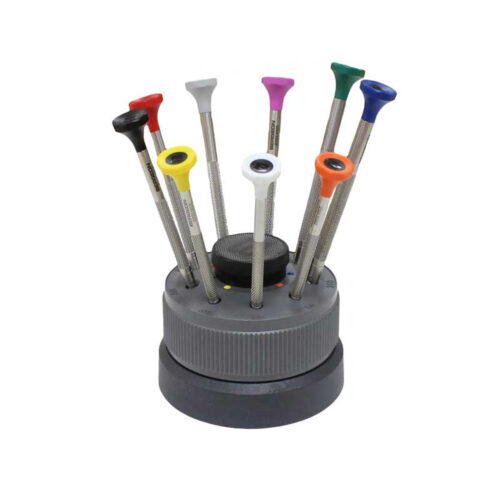 Bergeon 30081-S09 Watchmakers Screwdriver Set on Rotating Stand - Stainless Steel