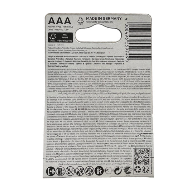 Varta Longlife Power Alkaline Battery Set of 4 LR03 AAA - Image 2