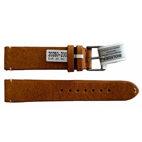Mokka Beige Leather Strap with Stitch 20 mm