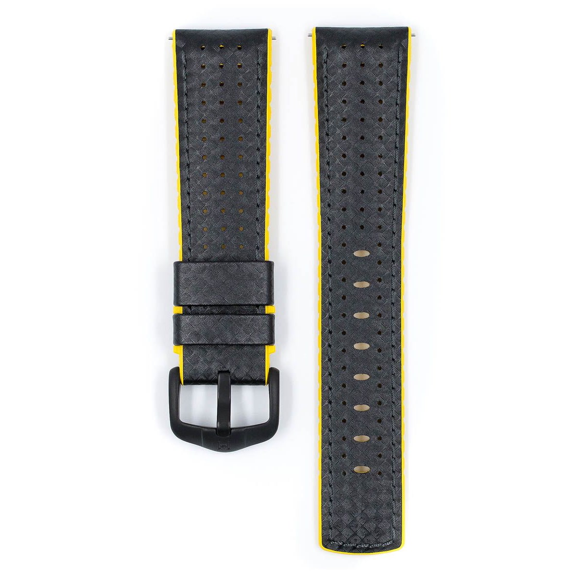 Hirsch Ayrton L Black and Yellow Calf Leather Watch Strap 20mm 0917292050-5-20 - Image 2