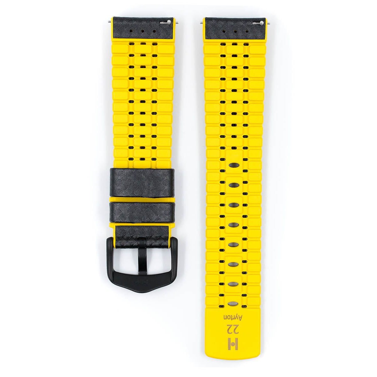 Hirsch Ayrton L Black and Yellow Calf Leather Watch Strap 20mm 0917292050-5-20 - Image 3