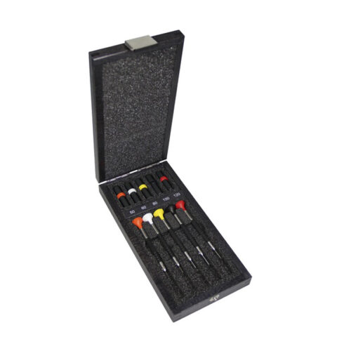 Bergeon 6899-A05 Assortment of 5 Screwdrivers in Wooden Box (0.50mm - 1.20mm)