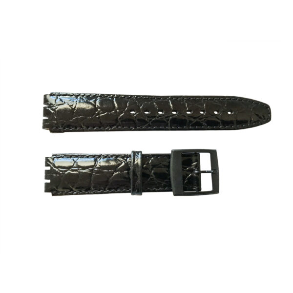 Swatch Special Strap of Artificial Leather with Stitch and Plastic Clasp Black 17mm