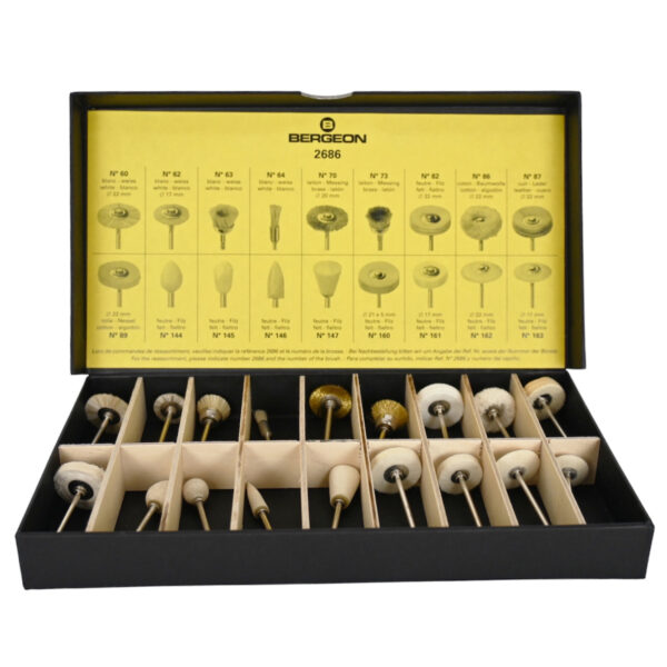 Bergeon 2686 Assortment of 18 Small Polishing Brushes