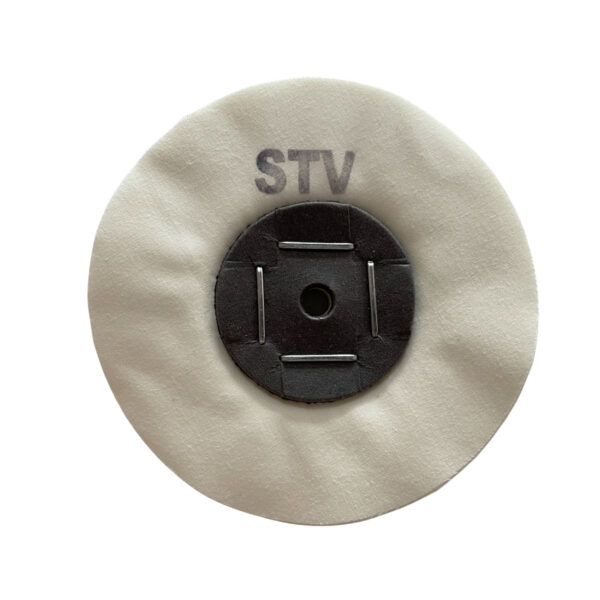 Merard Polishing Wheel for Finishing N° STV, Natural Coloured Percale Textile Ø 100 mm, 54 Folds - Image 2