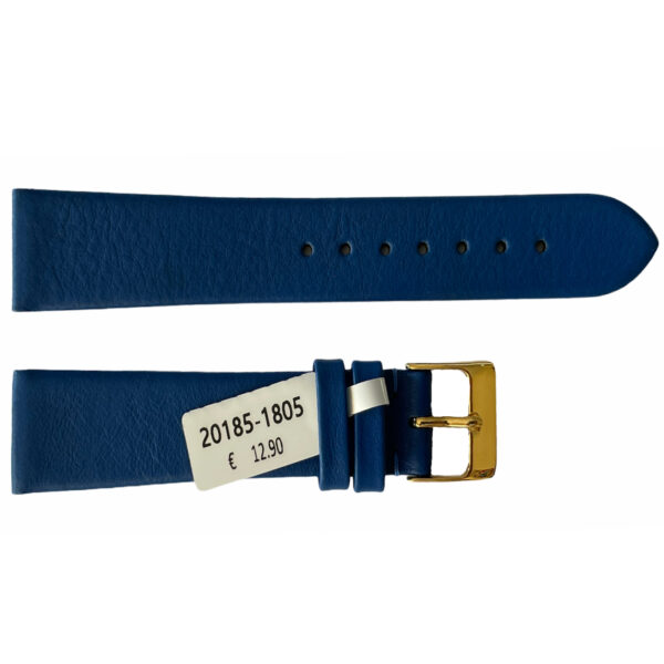 Bonflair Leather Waterproof Blue Smooth Strap for Watches 18mm