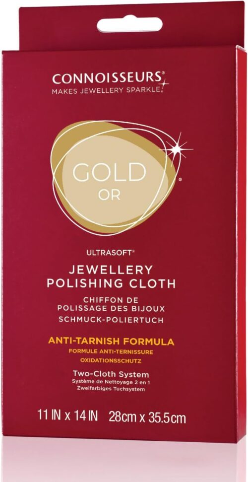 Connoisseurs Gold Jewellery Cleaning Cloth Ultrasoft Polishing Cloths to Clean, Buff & Restore Shine CONN738