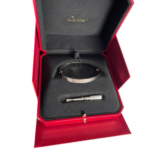 New Cartier Love 18k White Gold Bracelet Size 17 (2022)