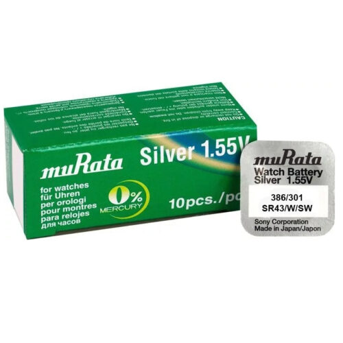 Murata/Sony 386/301 Batteries for Quartz Watches with Silver Oxides (1.55 Volts)