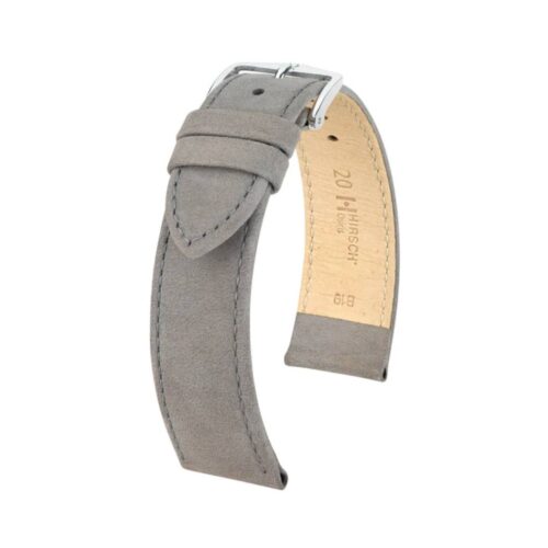 Hirsch Osiris Nubuk Grey Calf Leather Watch Strap 20mm 03433130-2-20