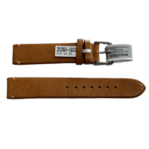 Mokka Beige Leather Strap with Stitch 18 mm