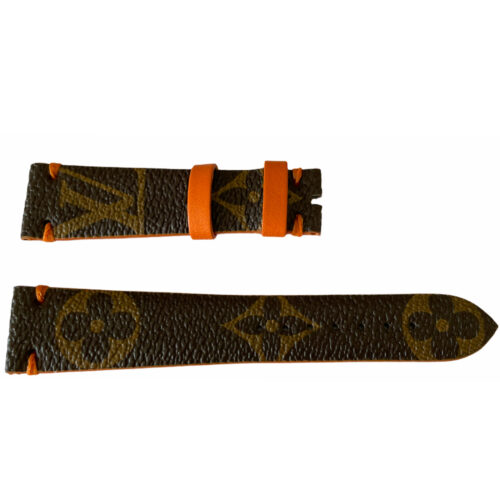 Louis Vuitton Monogram Leather Strap for Watches Brown & Orange 18 mm