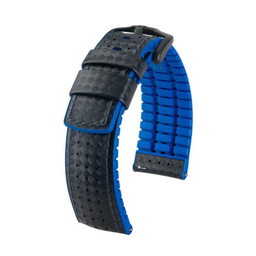 Hirsch Ayrton L Black and Blue Calf Leather Watch Strap 20mm 0918092050-5-20