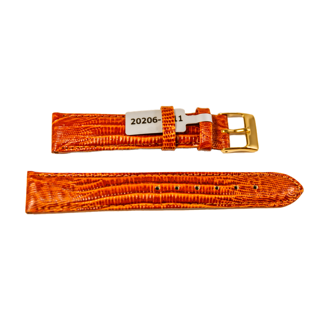 Teju Lizard leather strap for watches in golden-brown 18 mm gold tone buckle