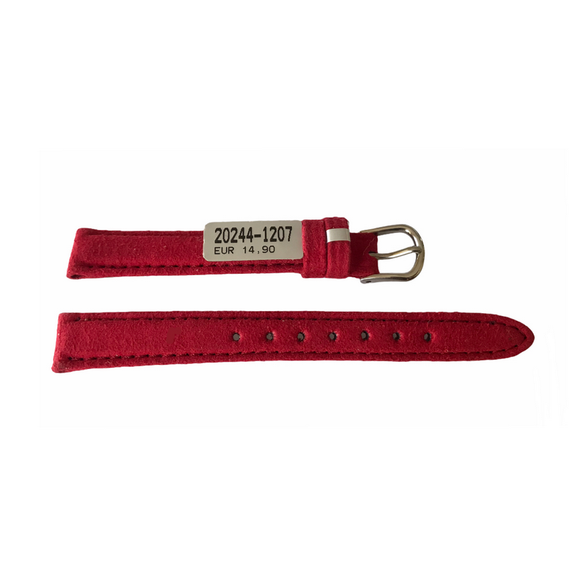 Amaretta Red Leather Strap from Nubuck for Women's Watches 12mm
