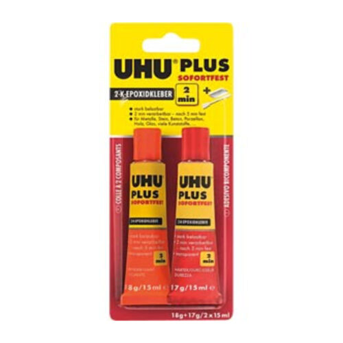 UHU 2-Component Adhesive Plus – Instant Resistant, Super Fast & Crystal Clear 2K Adhesive, 35 g