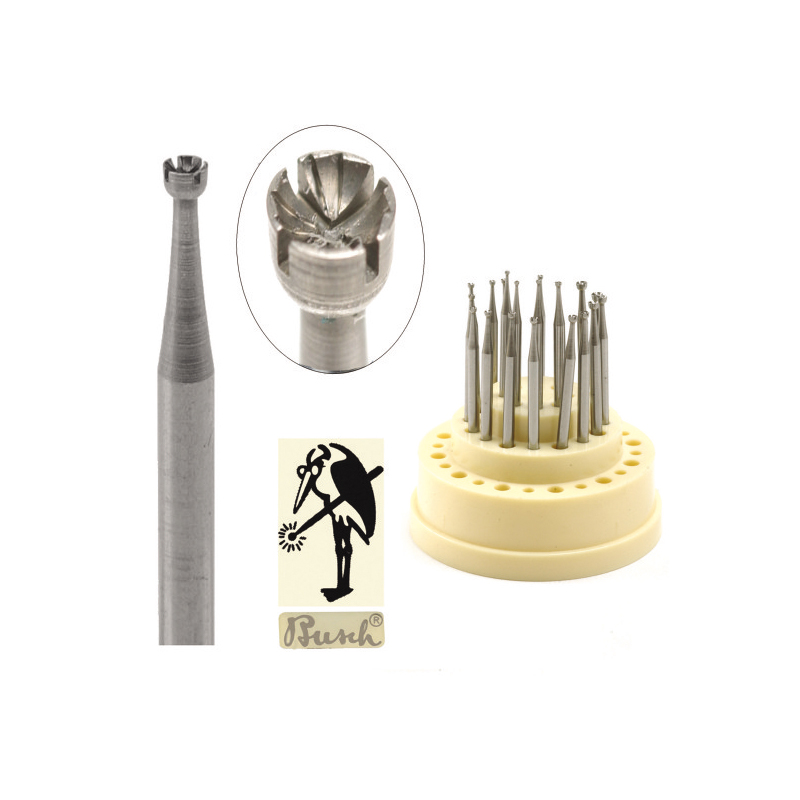 Busch TWINCUT 411 CCC Concave Burs - 12 Pieces (0.80 – 2.00mm)