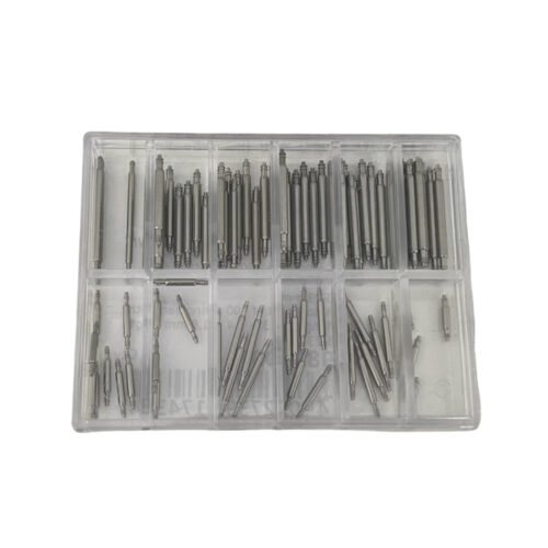 Assortment of 100 spring bars with flange Ø 1,3 + 1,4 + 1,8 mm length 6-23 mm