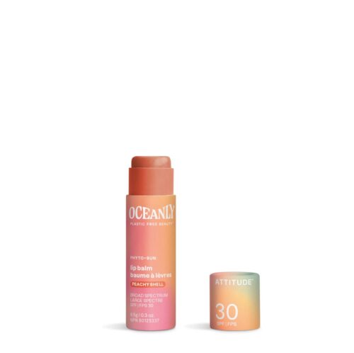 ATTITUDE Oceanly PHYTO-SUN Lip Balm SPF 30 - Peachy Shell with Zinc Oxide