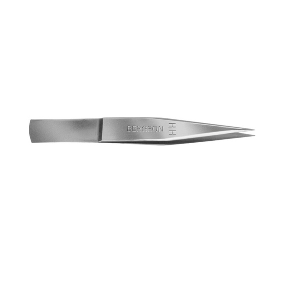 Bergeon 7427-NP-HH nickelled steel tweezers 120 mm