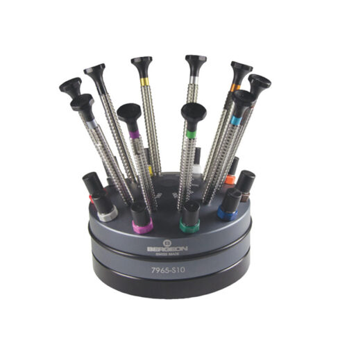 Bergeon 7965-S10 special knurled handle screwdriver set deluxe heavyweight stand