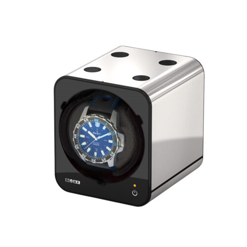 Boxy Fancy Brick watch winder, platinum look, without adapter