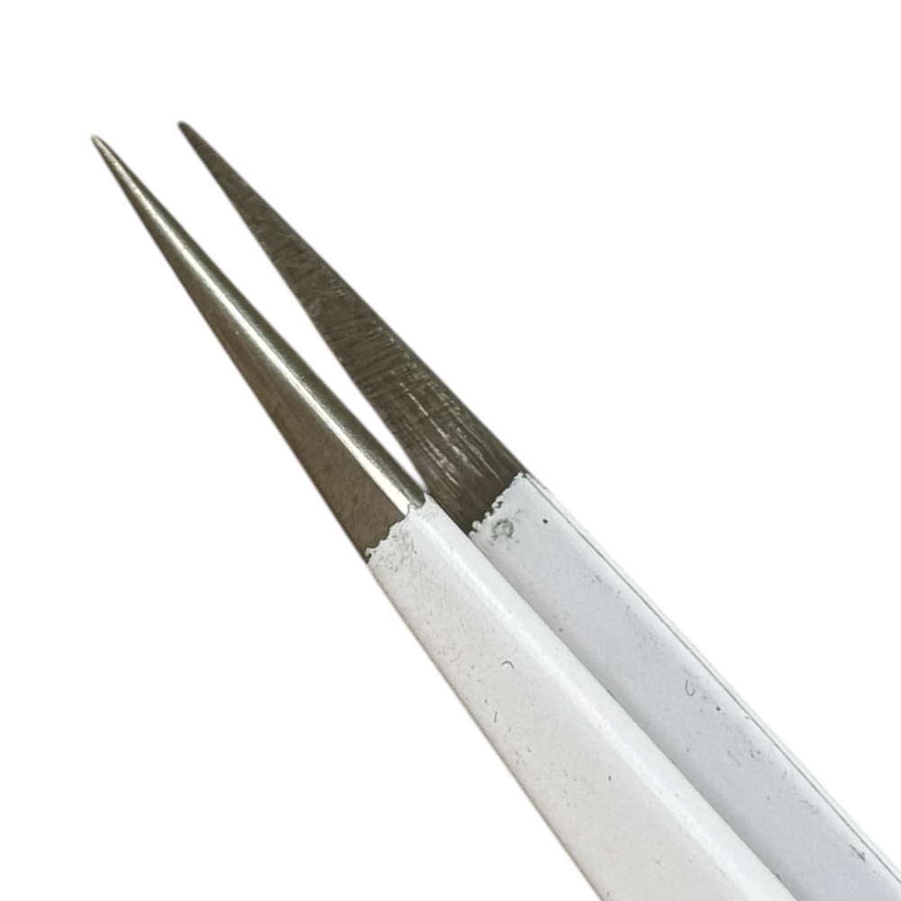 Buzzufy C16 white coated tweezer for watch parts, non-magnetic, 140mm - Image 2